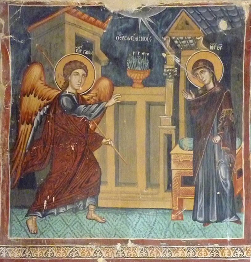 16-Благовещение. Фреска православного храма на Кипр